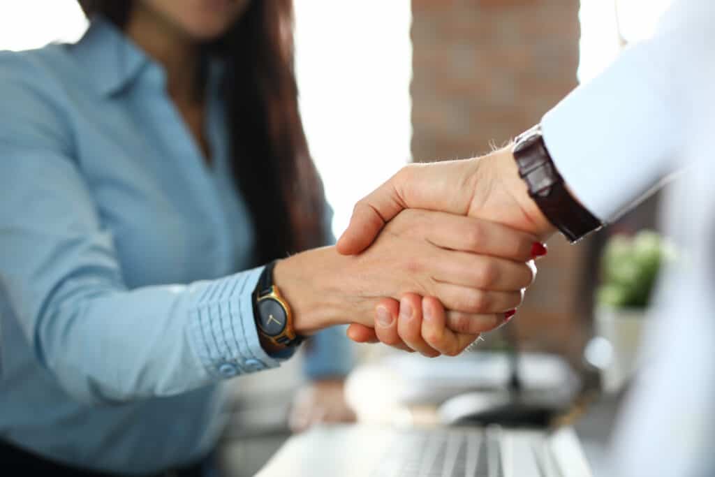 Building customer relationships with a handshake